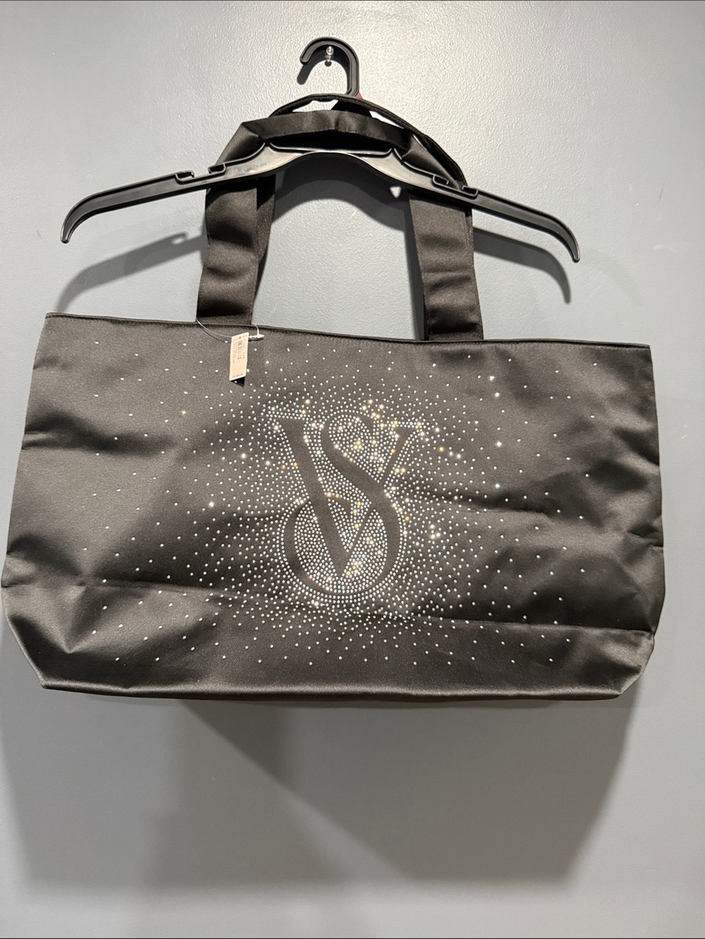 Victoria's Secret Black Rhinestone VS Logo Tote Bag